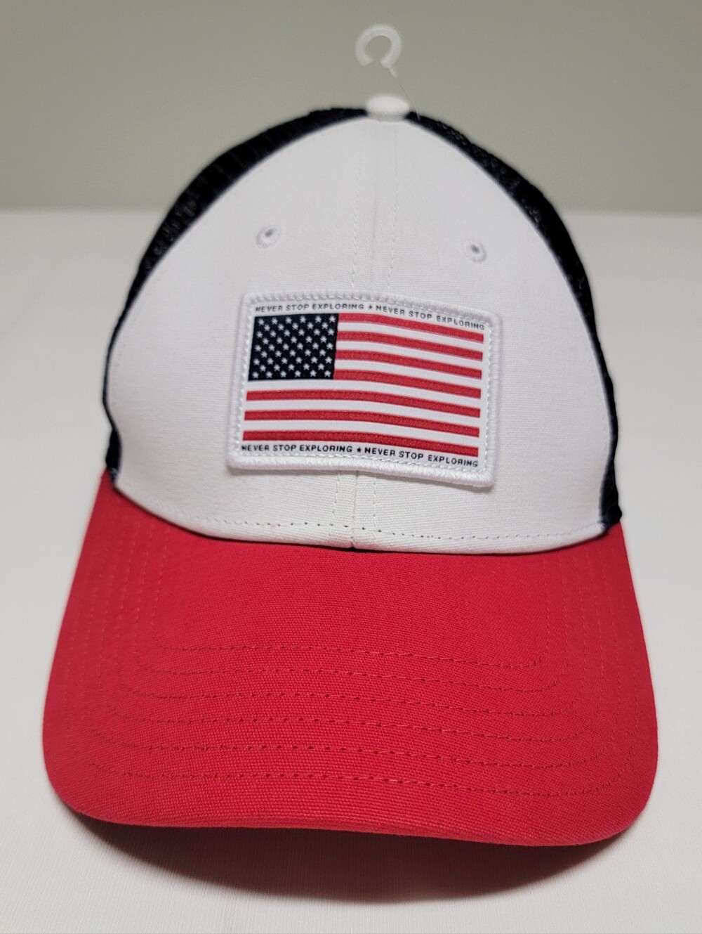 NWOT The North Face Trucker Hat with American Flag Patch